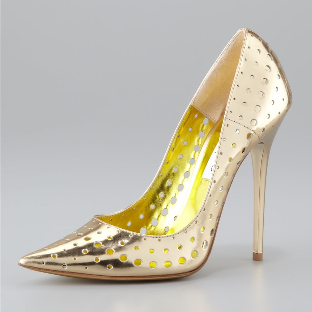 Jimmy Choo Mime Perforated Mirrored Leather Pump